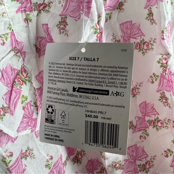 NWT American Girl Pink Floral Top Girls Size 7 - Picture 6 of 6